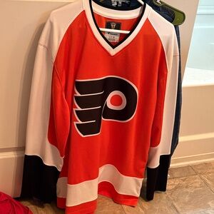 Fanatics Orange, White & Black V-Neck Hockey Sweater